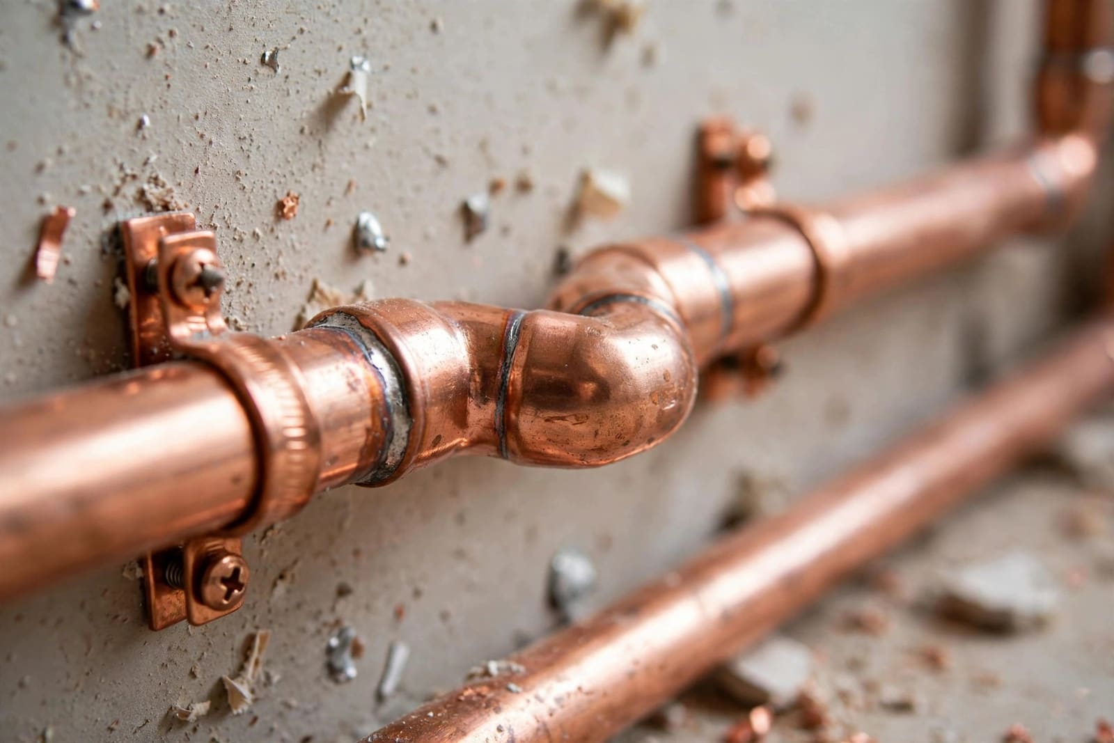 New copper water pipes