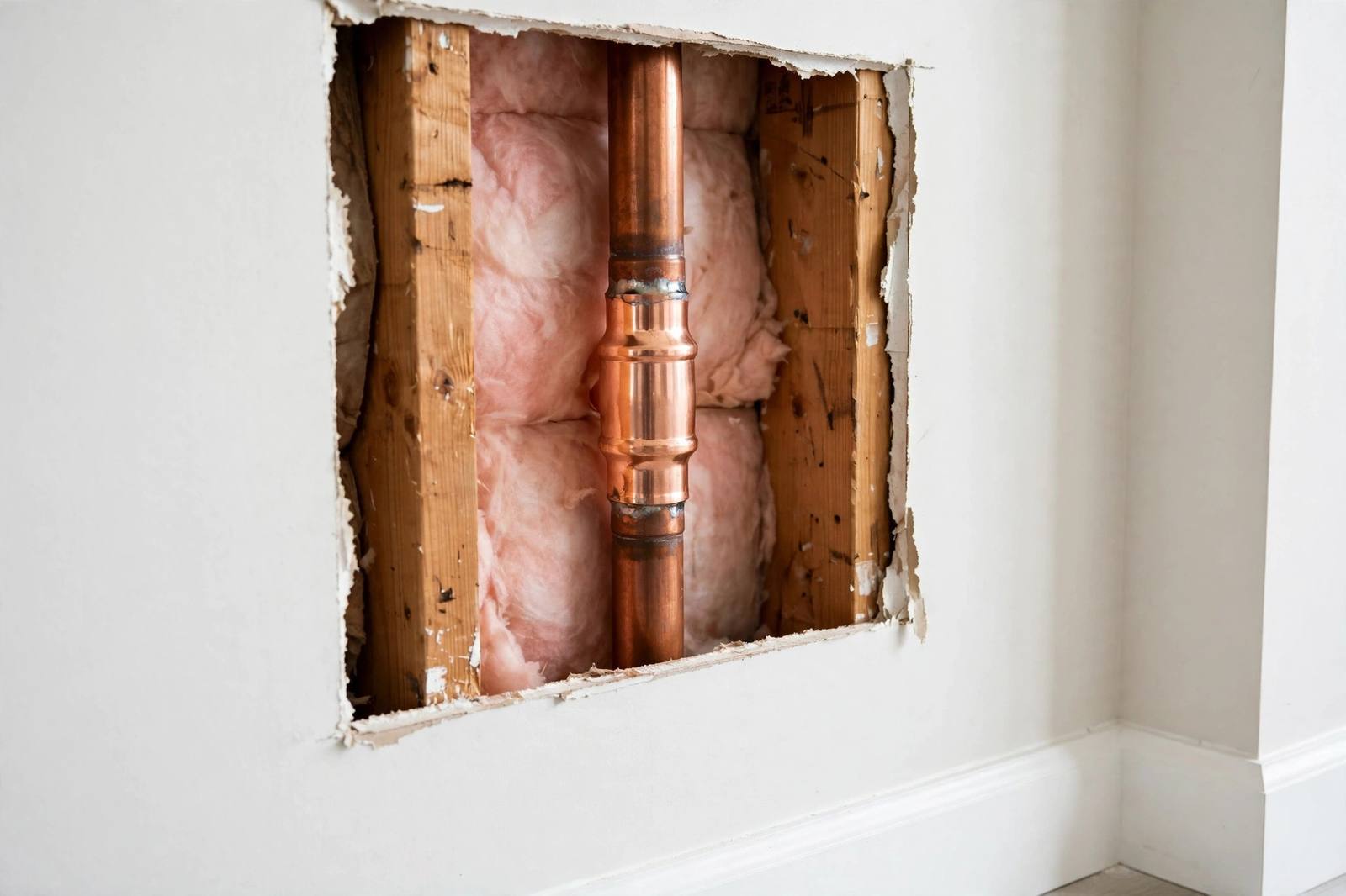 Drywall being patched after a leak repair
