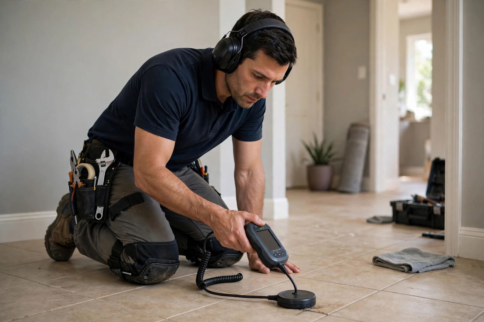 Leak detection on a home floor